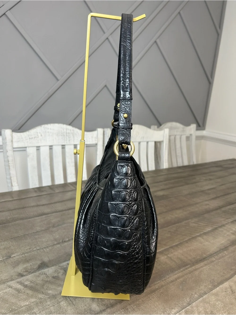 Brahmin black croc